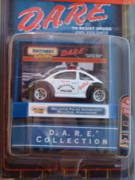 This is a smaller version of the neat 1:18 scale DARE Police car.  Nicely done, and kind of rare.  This was part of a series of DARE cars that was issued after people voted on their favourites on the Matchbox website.  Needless to say, many of us on the N